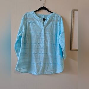 NWOT!! Talbots Sky Blue Embroidered Poplin Top, Sz. 1X Petite